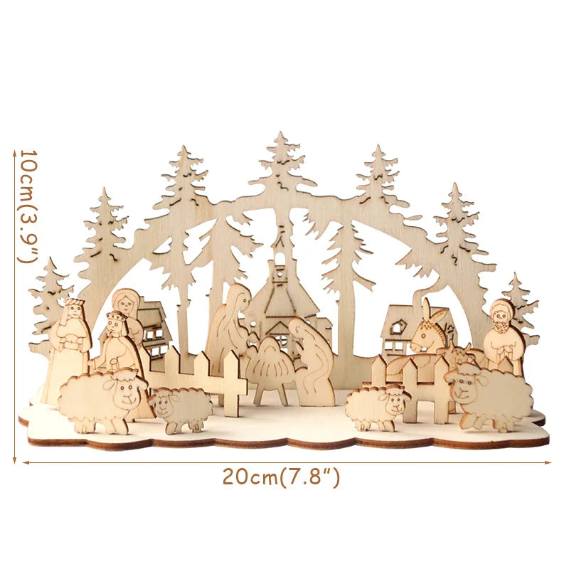 Christmas Wooden Ornaments Snowman Church Christmas