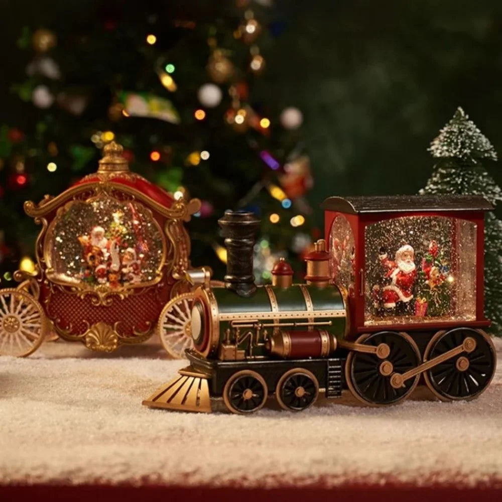 Christmas Gift Christmas Crystal Ball Ornaments LED Lights Train