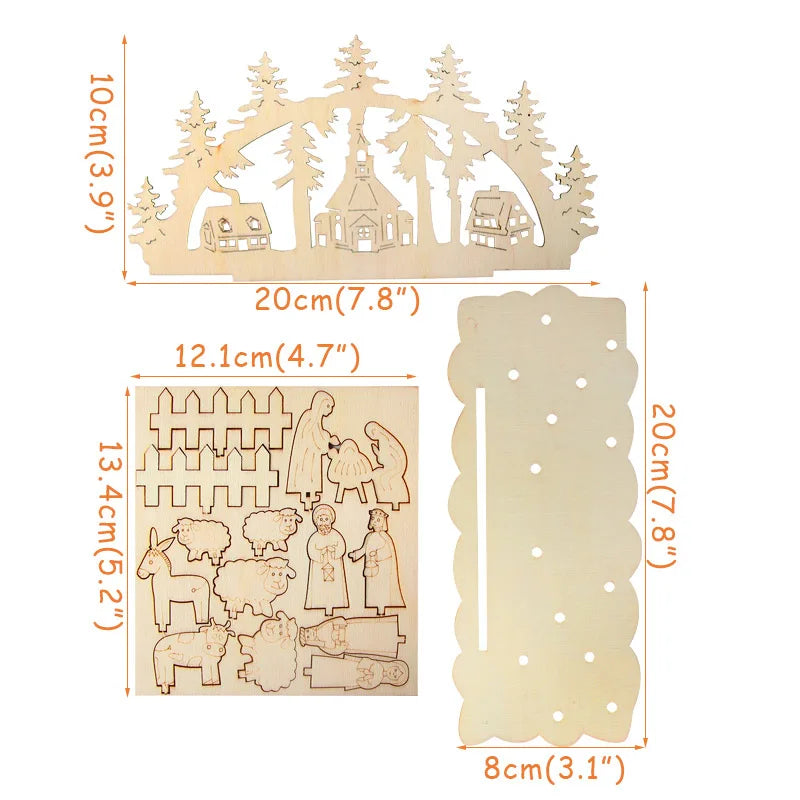 Christmas Wooden Ornaments Snowman Church Christmas