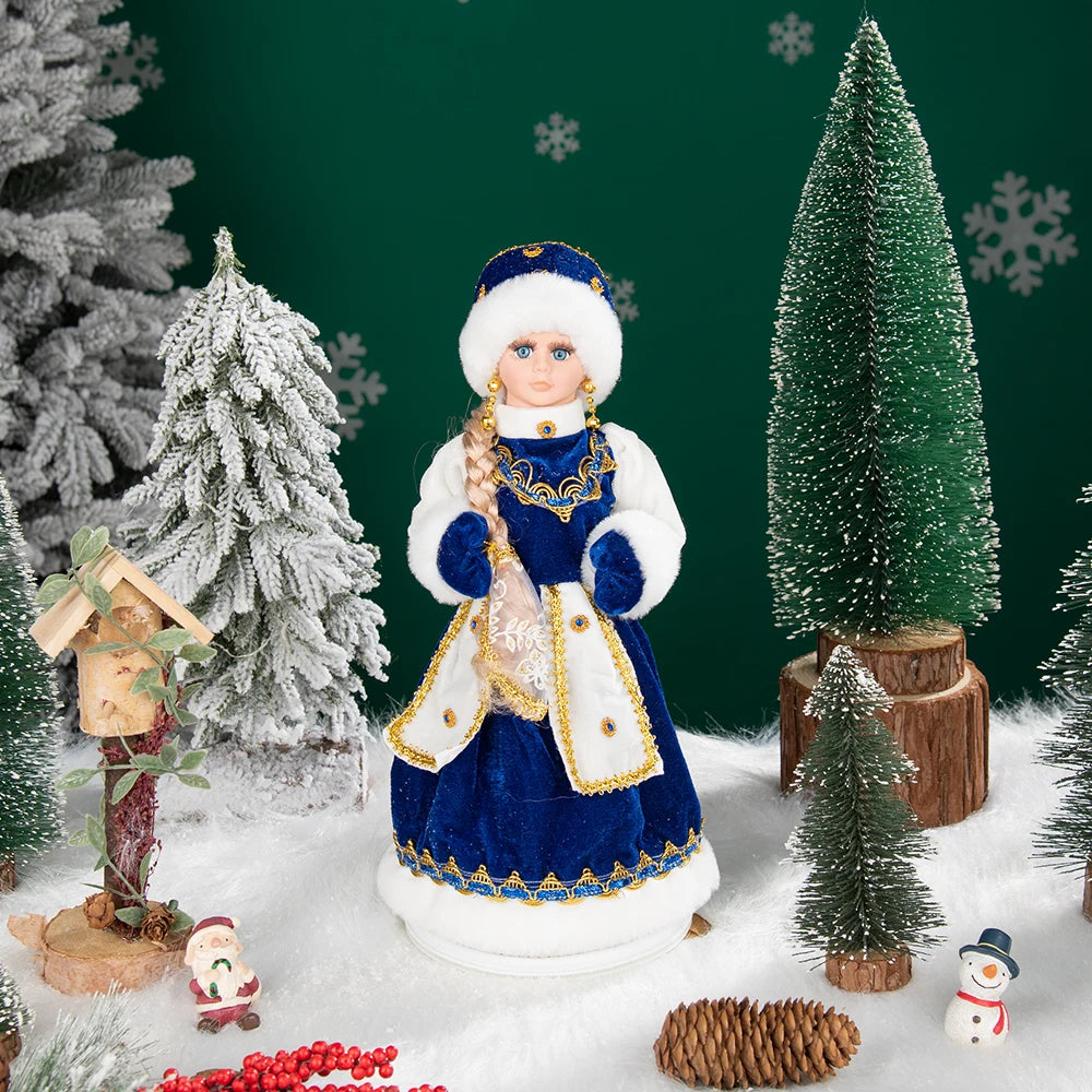 35cm  Plush Doll Christmas Decoration Candy Bucket with Music and Storage Bag.