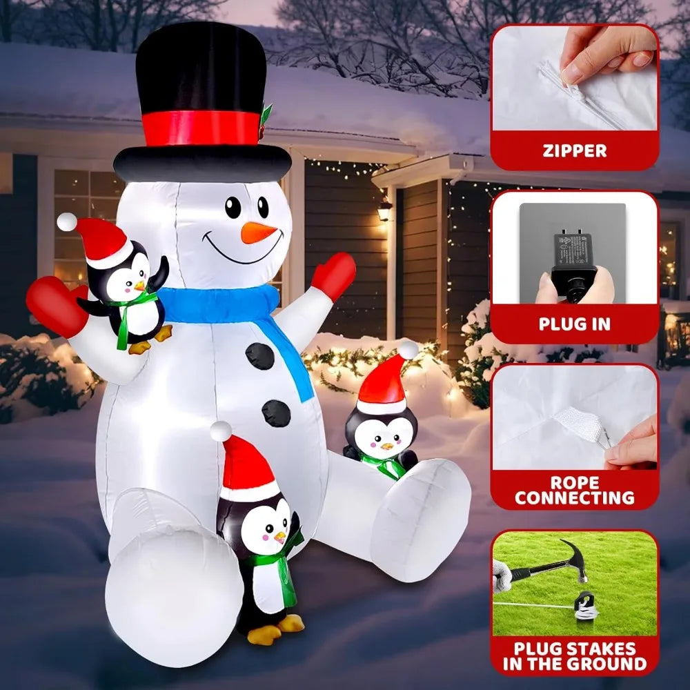 6 FT Christmas Snowman & Penguin Inflatable Blow Ups Outdoor