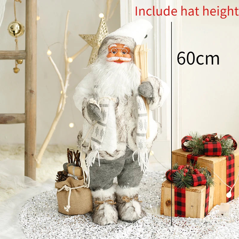 60cm Large Santa Claus Merry Christmas Decorations for Home Happy New Year 2023 Fabric Knitting Clothes Doll Window Decor