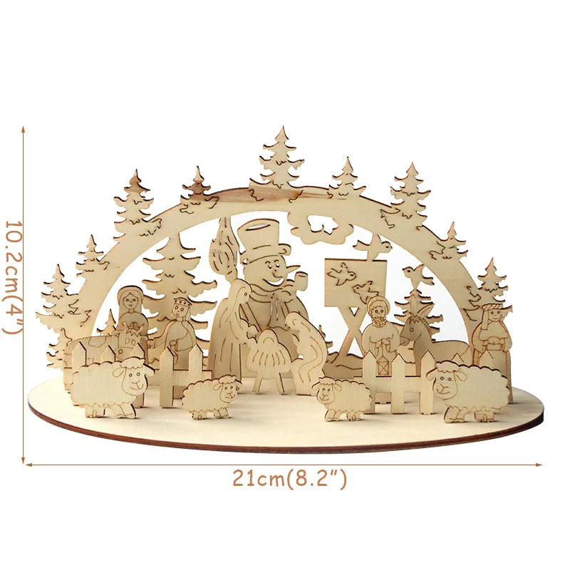 Christmas Wooden Ornaments Snowman Church Christmas