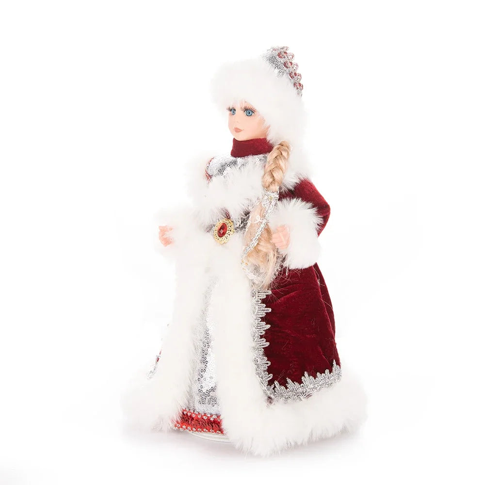 35cm  Plush Doll Christmas Decoration Candy Bucket with Music and Storage Bag.