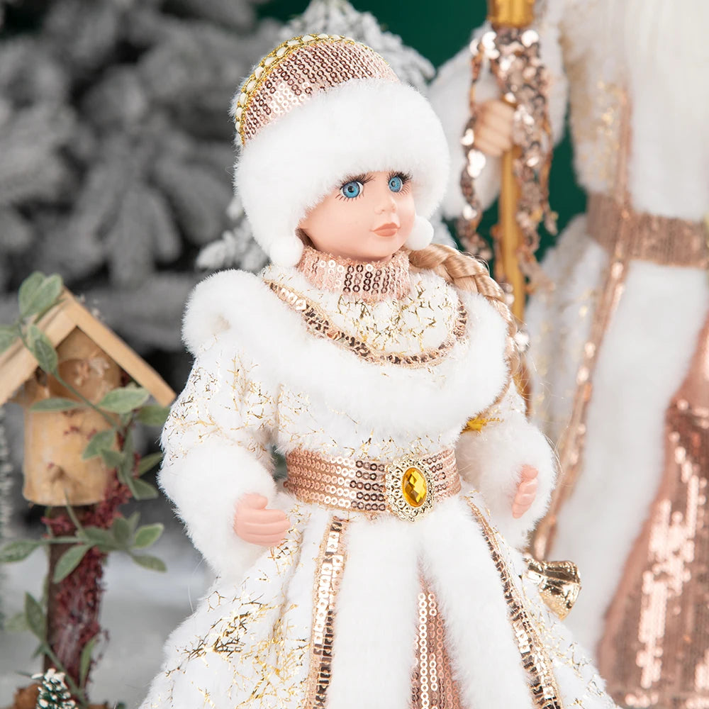 35cm  Plush Doll Christmas Decoration Candy Bucket with Music and Storage Bag.