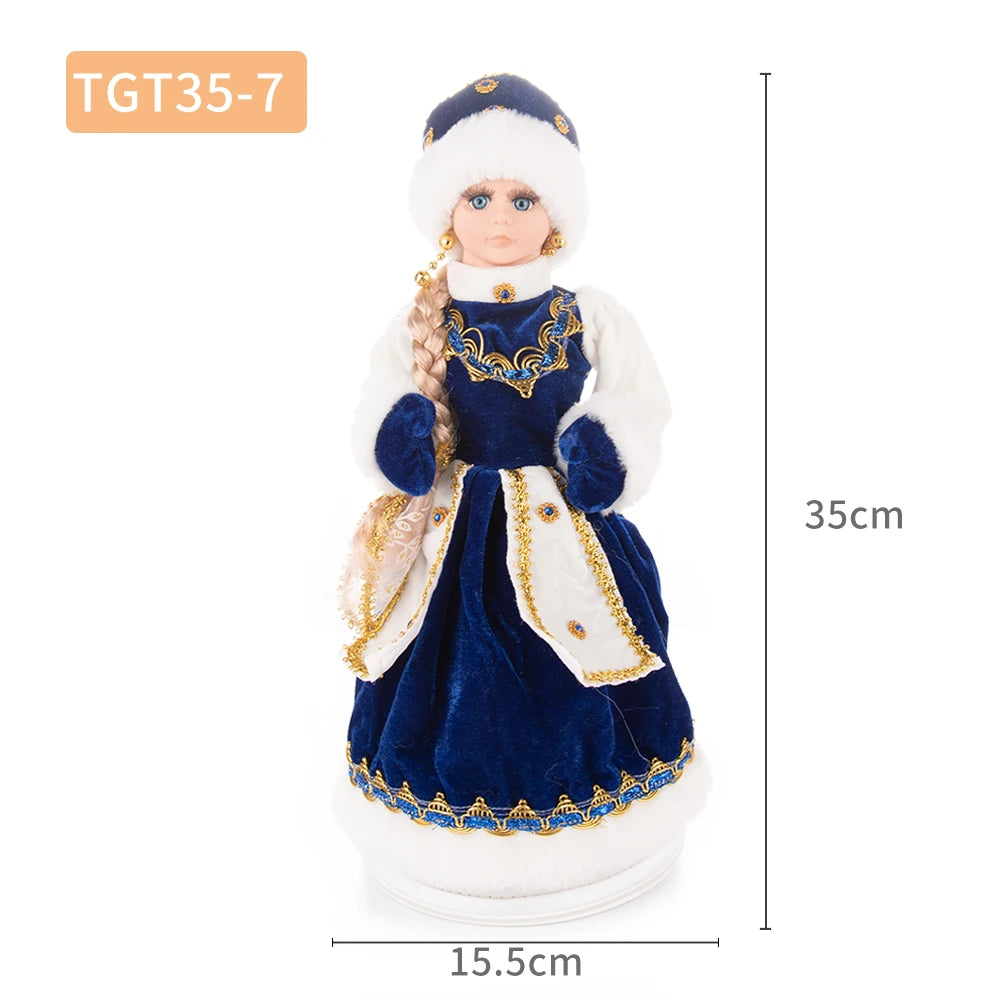 35cm  Plush Doll Christmas Decoration Candy Bucket with Music and Storage Bag.