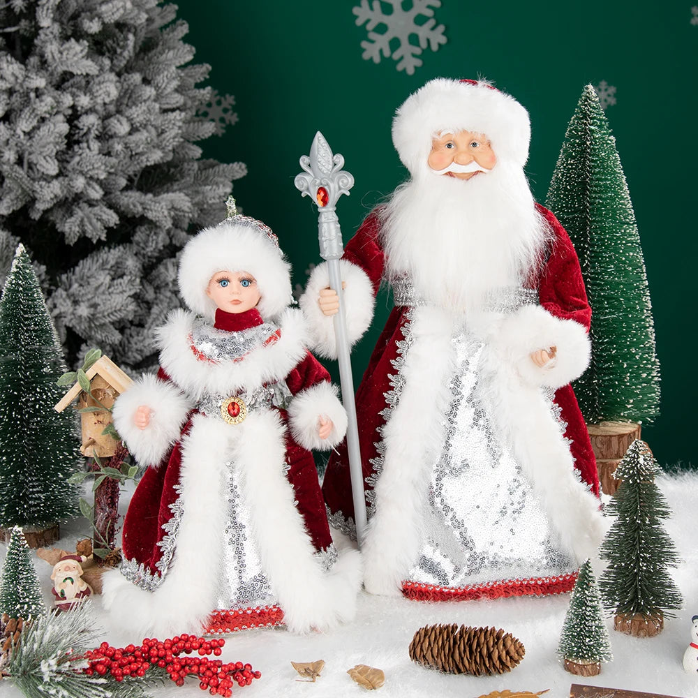 35cm  Plush Doll Christmas Decoration Candy Bucket with Music and Storage Bag.