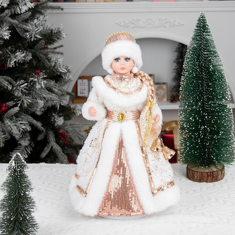 35cm  Plush Doll Christmas Decoration Candy Bucket with Music and Storage Bag.