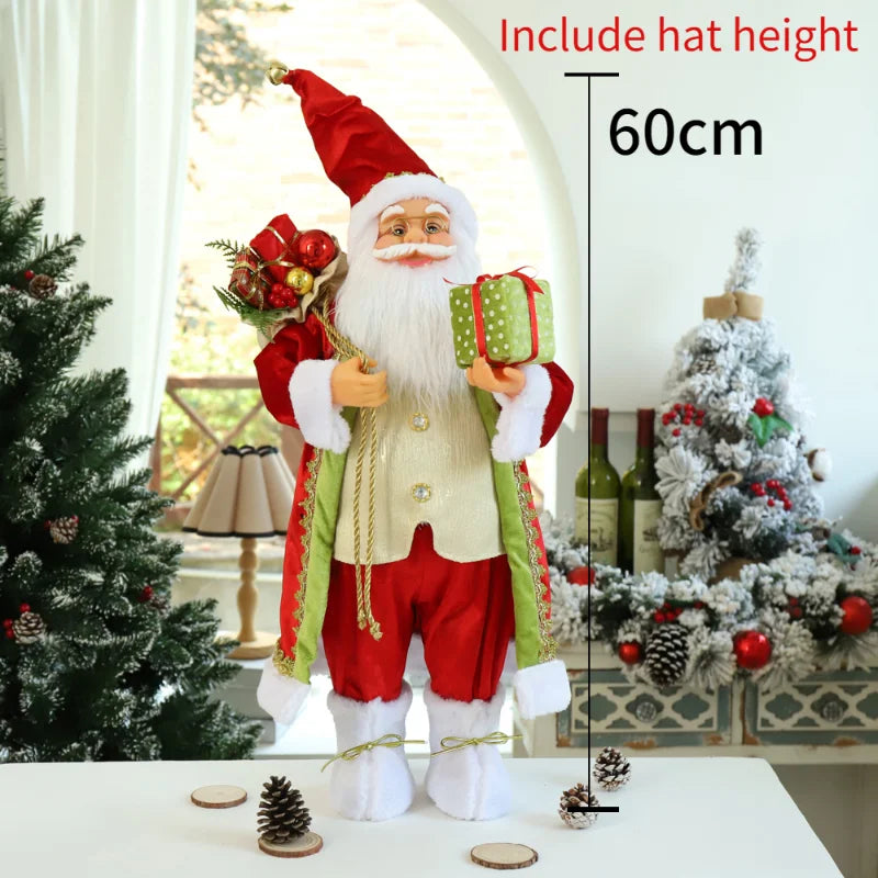 60cm Large Santa Claus Merry Christmas Decorations for Home Happy New Year 2023 Fabric Knitting Clothes Doll Window Decor