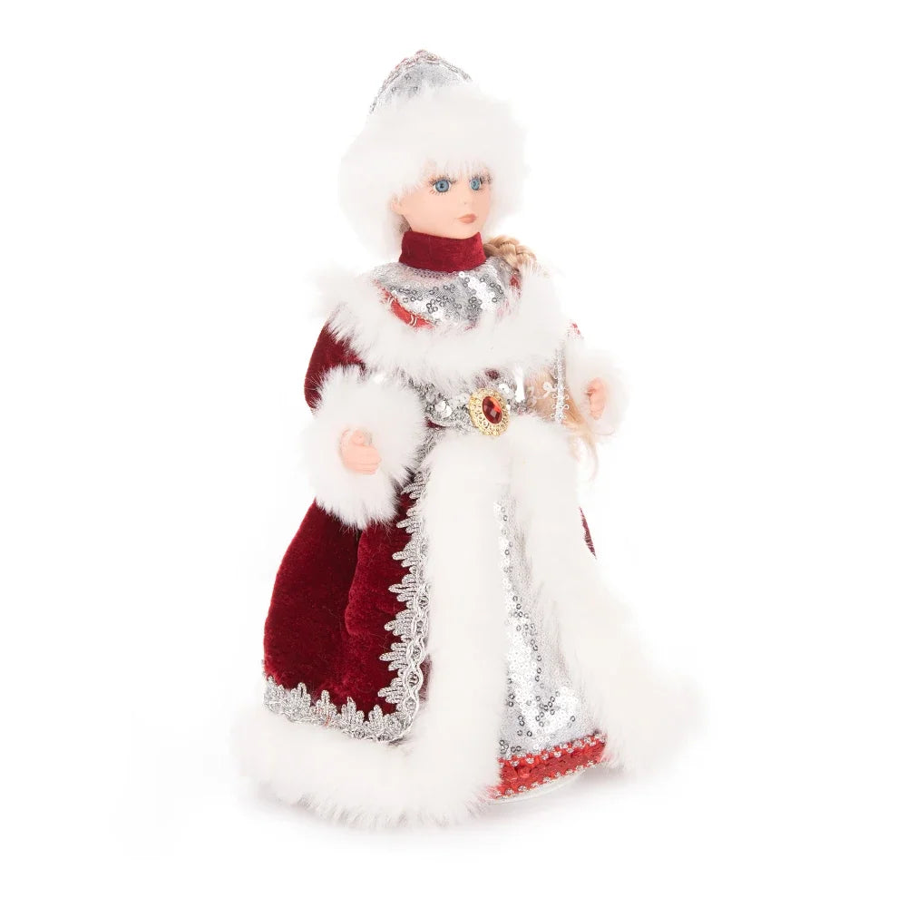 35cm  Plush Doll Christmas Decoration Candy Bucket with Music and Storage Bag.