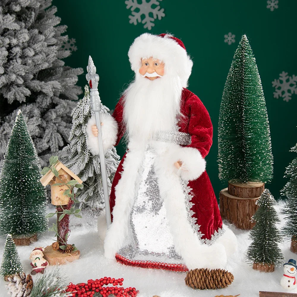 35cm  Plush Doll Christmas Decoration Candy Bucket with Music and Storage Bag.
