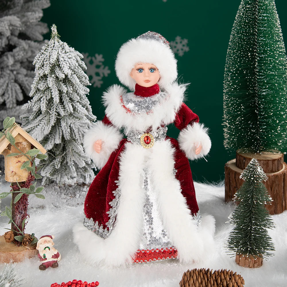 35cm  Plush Doll Christmas Decoration Candy Bucket with Music and Storage Bag.