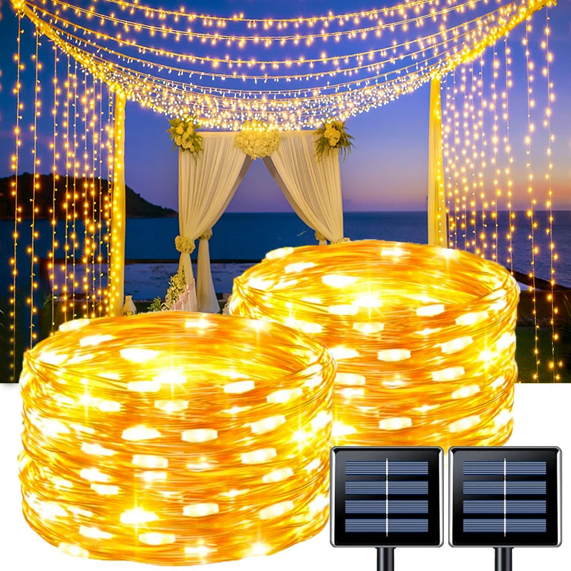 Solar Fairy Lights Outdoor Waterproof 8 Modes Solar String Lights for Christmas Halloween Holiday Patio Backyard Garden Decor