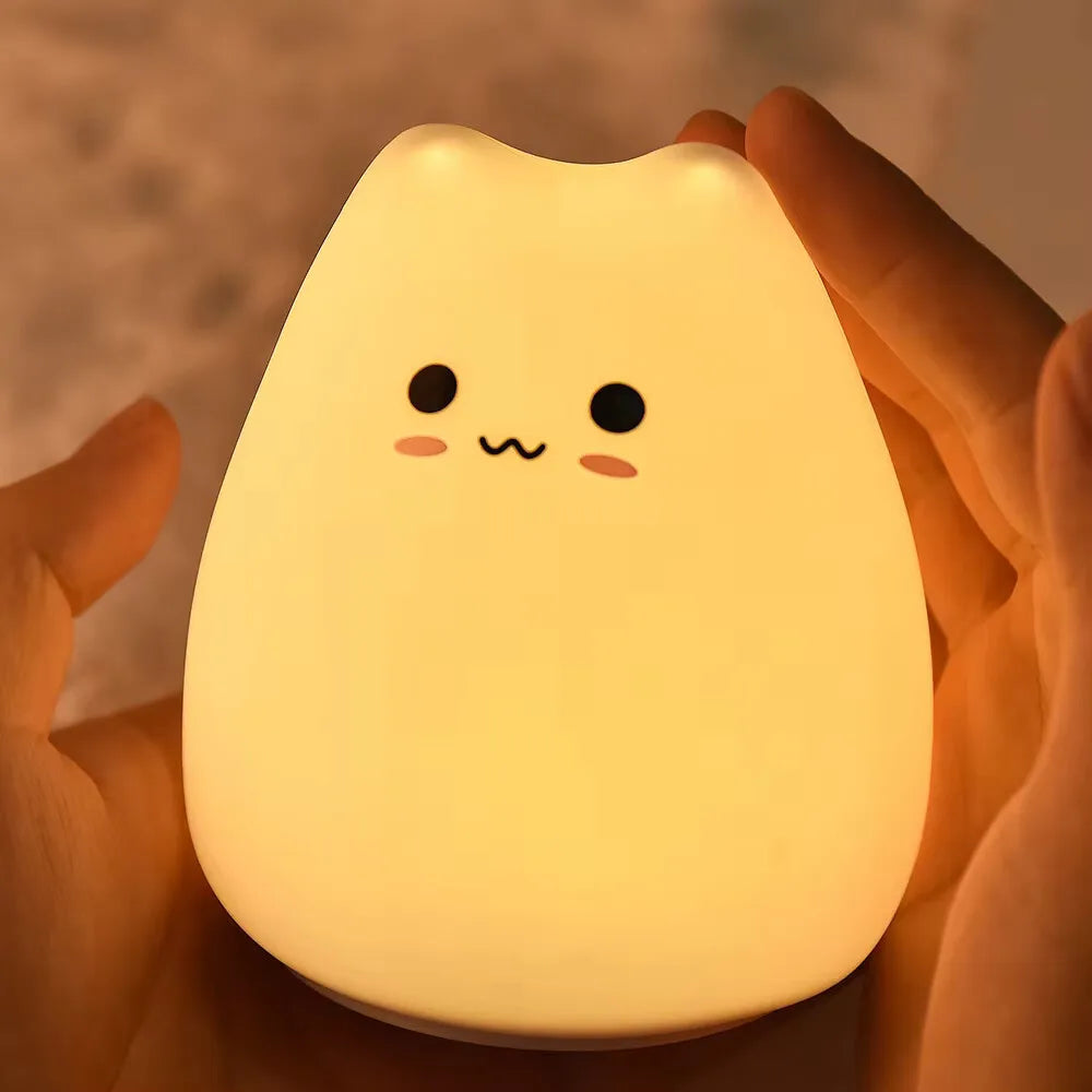 Cute Bunny Cartoon Night Light - USB Rechargeable Touch Dimming