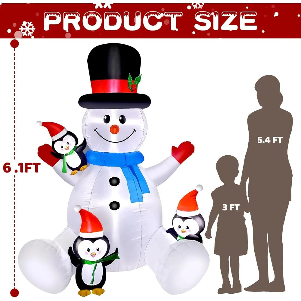 6 FT Christmas Snowman & Penguin Inflatable Blow Ups Outdoor