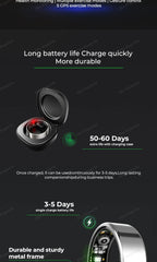 Men Women Smart Ring With Charging Case Heart Rate Sleep Sport Fitness Tracker 3ATM Take Photo SmartRing Android IOS