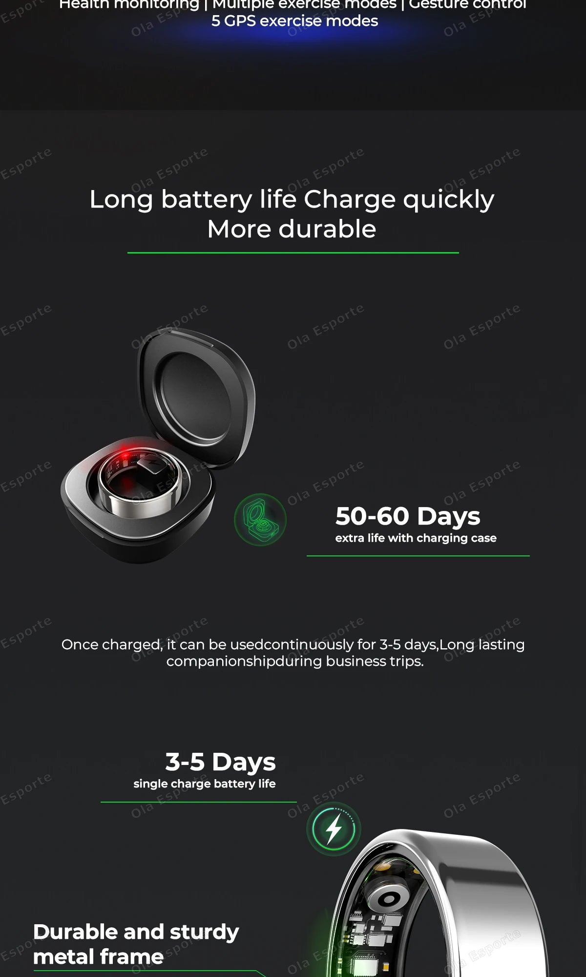 Men Women Smart Ring With Charging Case Heart Rate Sleep Sport Fitness Tracker 3ATM Take Photo SmartRing Android IOS