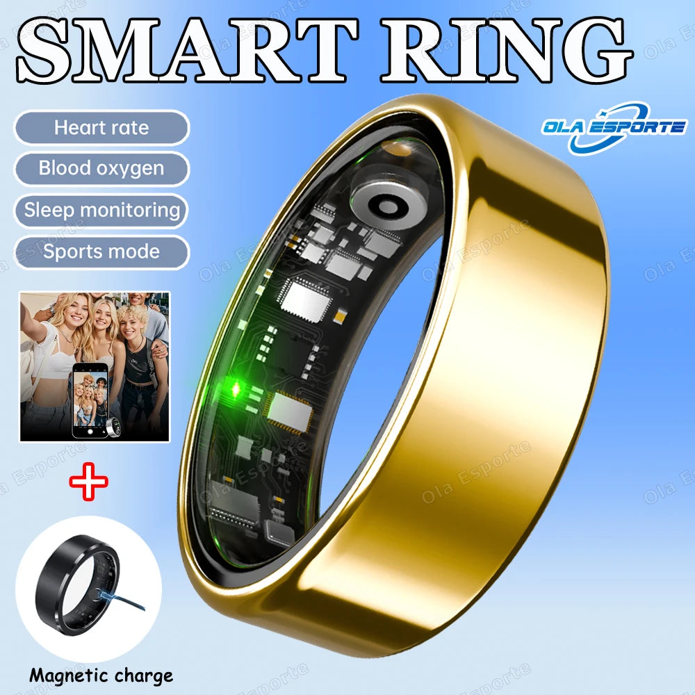Men Women Smart Ring With Charging Case Heart Rate Sleep Sport Fitness Tracker 3ATM Take Photo SmartRing Android IOS