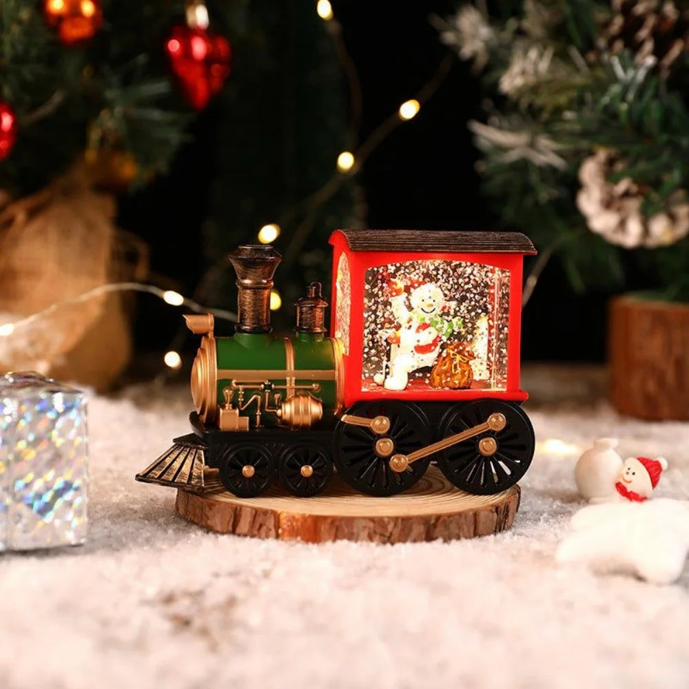 Christmas Gift Christmas Crystal Ball Ornaments LED Lights Train