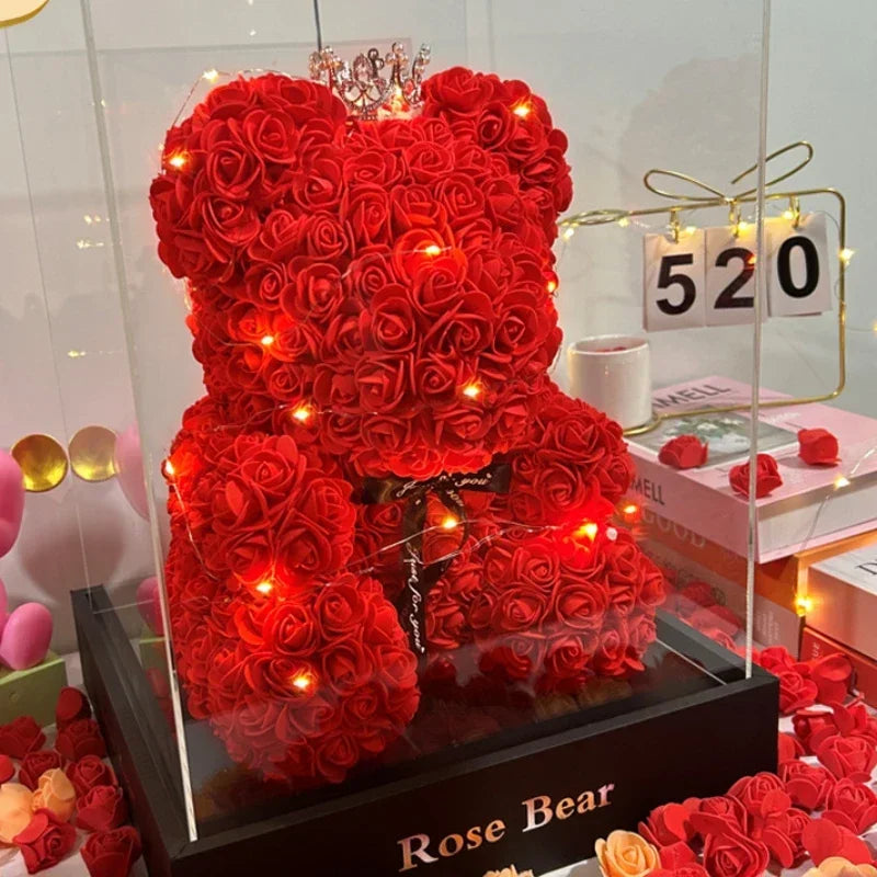 2025 New Artificial Flower Eternal Rose Teddy Bear