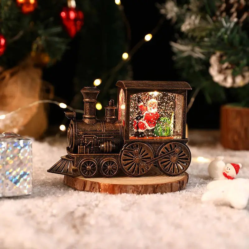 Christmas Gift Christmas Crystal Ball Ornaments LED Lights Train