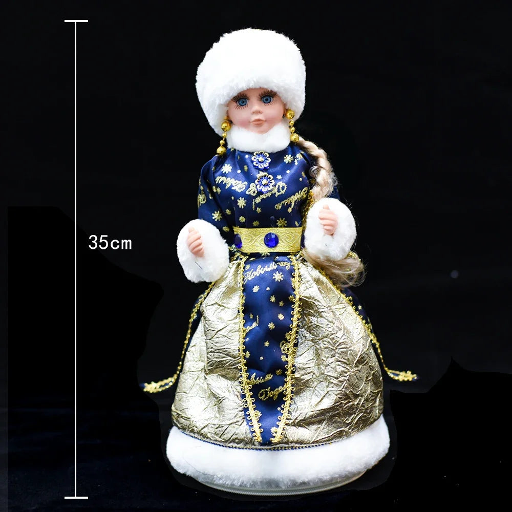 35cm  Plush Doll Christmas Decoration Candy Bucket with Music and Storage Bag.