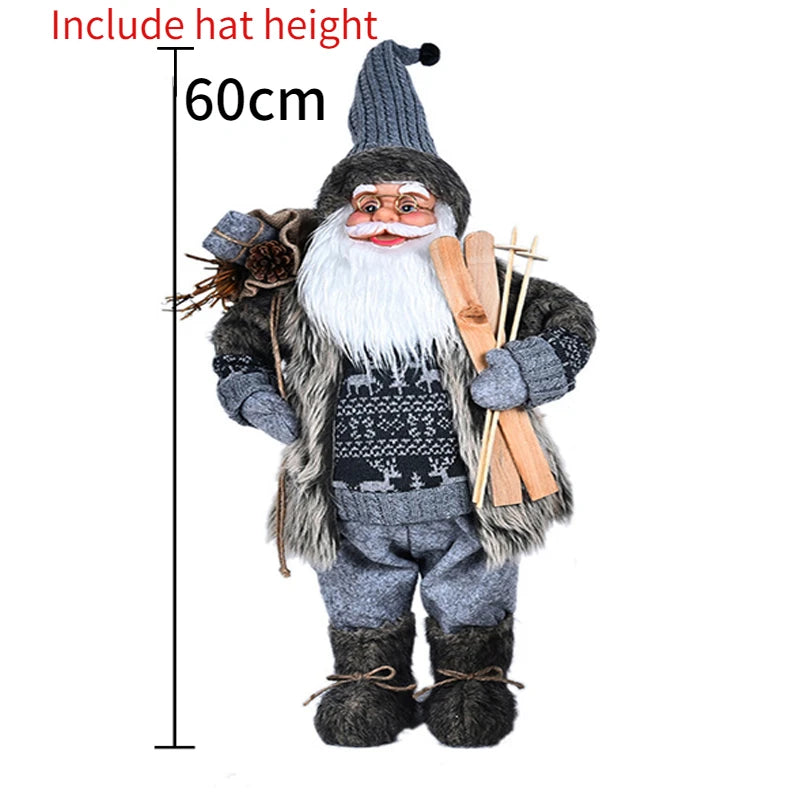 60cm Large Santa Claus Merry Christmas Decorations for Home Happy New Year 2023 Fabric Knitting Clothes Doll Window Decor