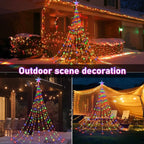 Christmas Decoration Star String Lights 300LED 8 Modes Waterfall Christmas Tree Fairy Lights for Outdoor Wedding Holiday