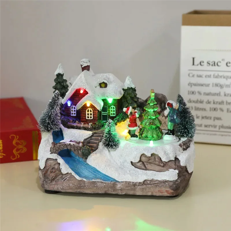 Christmas Rotating Music Statue Christmas Home Decoration