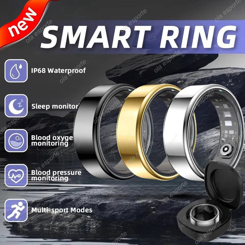 Men Women Smart Ring With Charging Case Heart Rate Sleep Sport Fitness Tracker 3ATM Take Photo SmartRing Android IOS
