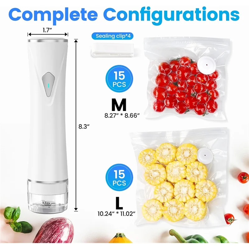 Handheld Vacuum Sealer For Food . With 30 Reusable Bags, Wireless & Portable