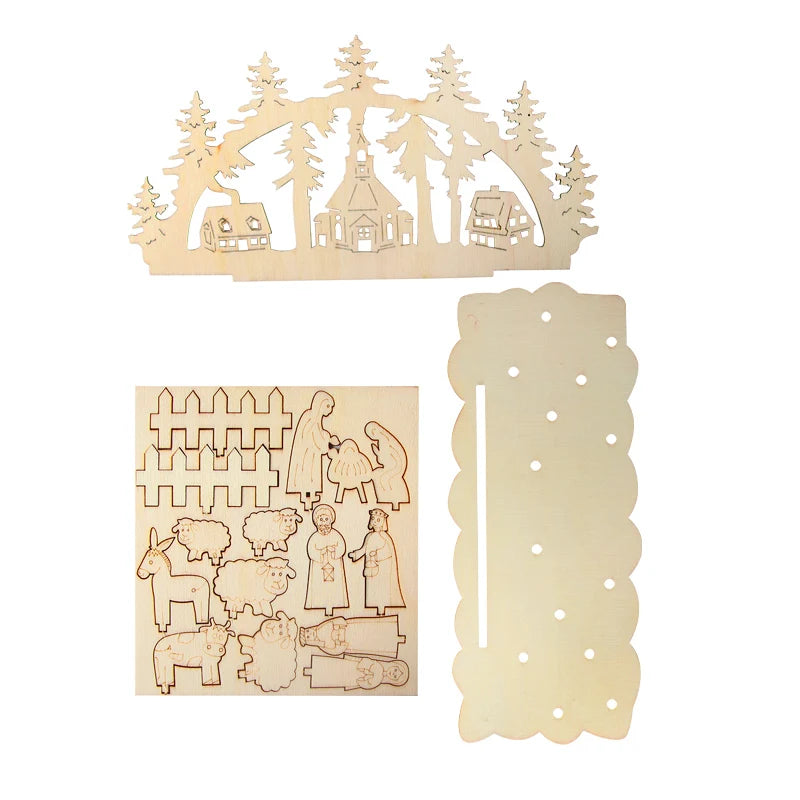 Christmas Wooden Ornaments Snowman Church Christmas