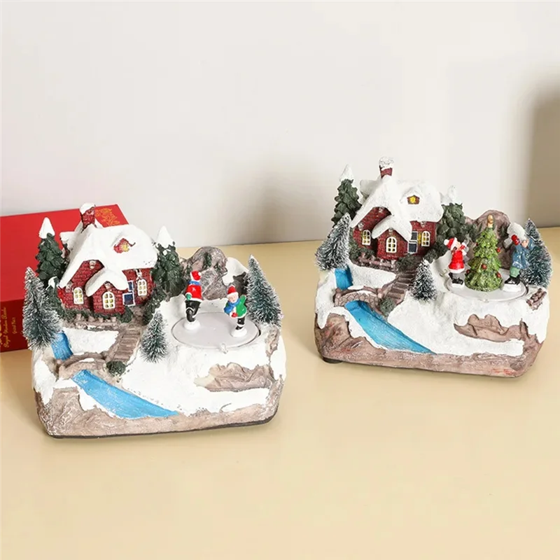 Christmas Rotating Music Statue Christmas Home Decoration