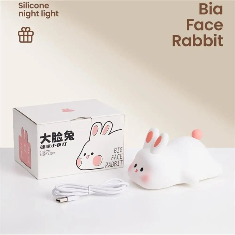 Cute Bunny Cartoon Night Light - USB Rechargeable Touch Dimming