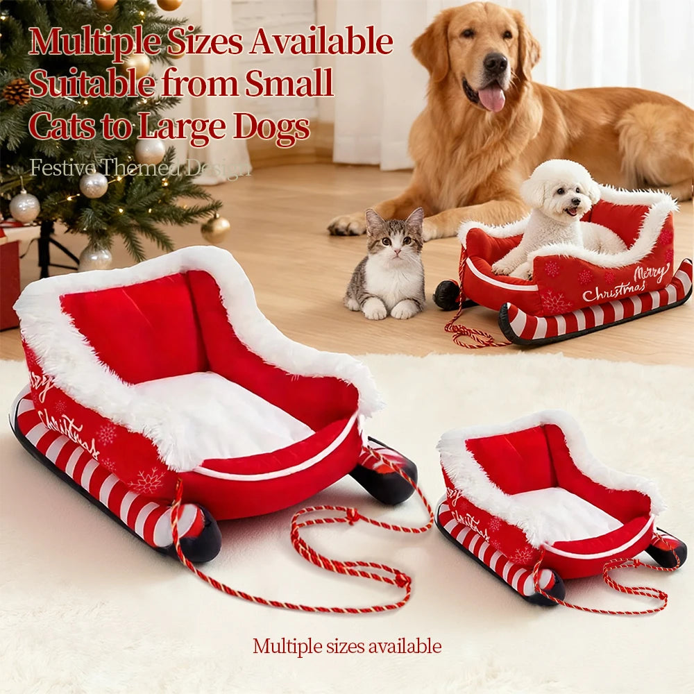 Christmas Washable Dog Sofa Bed Nest Dog Bed Sled Cat Hammock with Anti-slip bottom for Small Medium Cats Dogs Christmas Decora