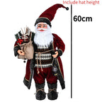 60cm Large Santa Claus Merry Christmas Decorations for Home Happy New Year 2023 Fabric Knitting Clothes Doll Window Decor