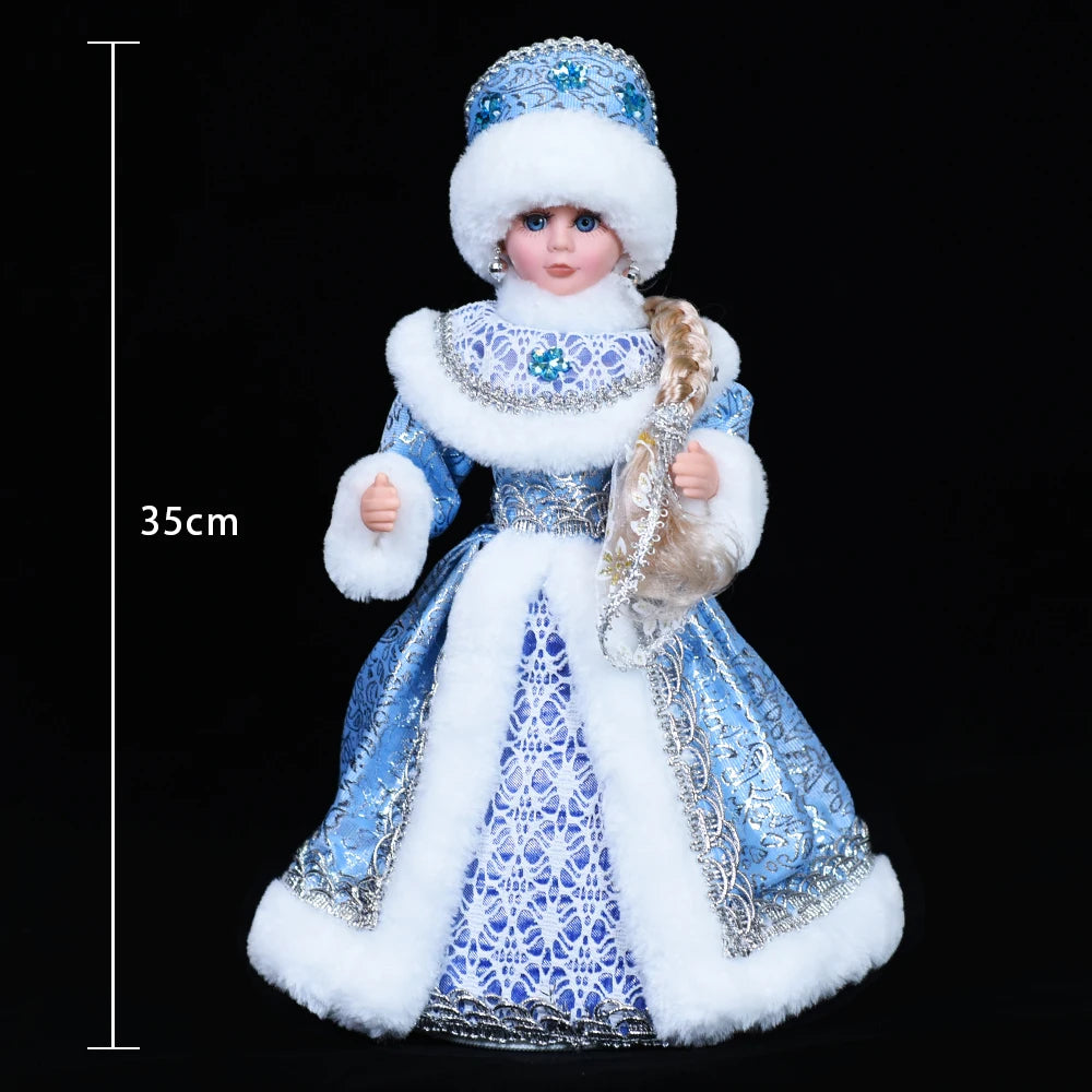 35cm  Plush Doll Christmas Decoration Candy Bucket with Music and Storage Bag.