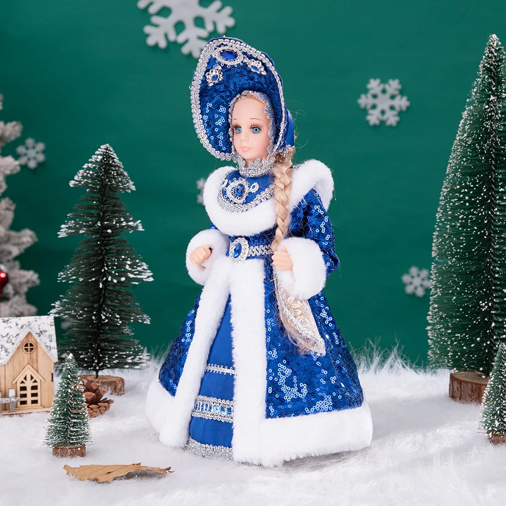 35cm  Plush Doll Christmas Decoration Candy Bucket with Music and Storage Bag.