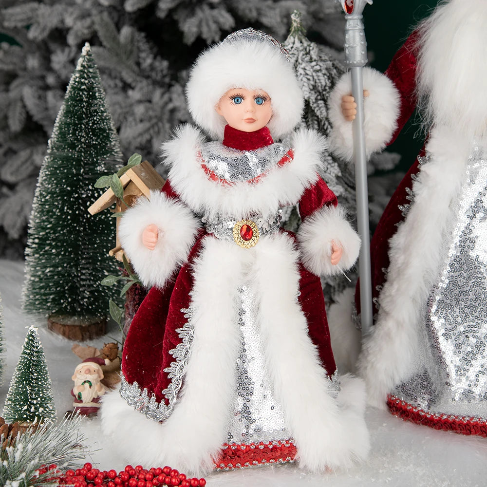 35cm  Plush Doll Christmas Decoration Candy Bucket with Music and Storage Bag.