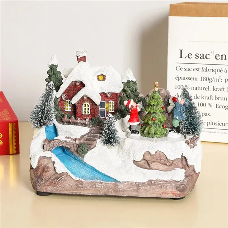 Christmas Rotating Music Statue Christmas Home Decoration