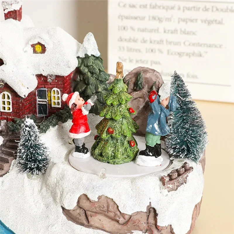 Christmas Rotating Music Statue Christmas Home Decoration