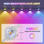Smart RGB Eave Lights  Waterproof, APP&Remote Control,Timer, Dimmable, LED