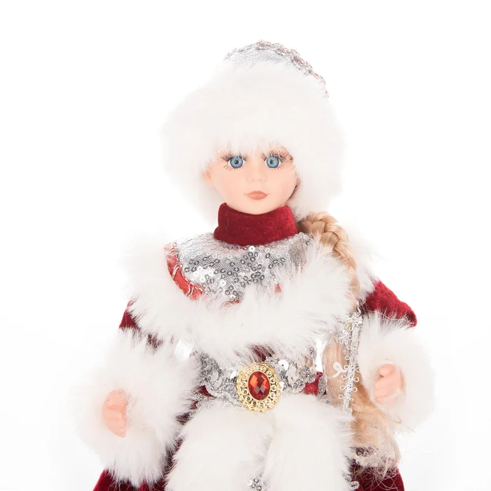 35cm  Plush Doll Christmas Decoration Candy Bucket with Music and Storage Bag.