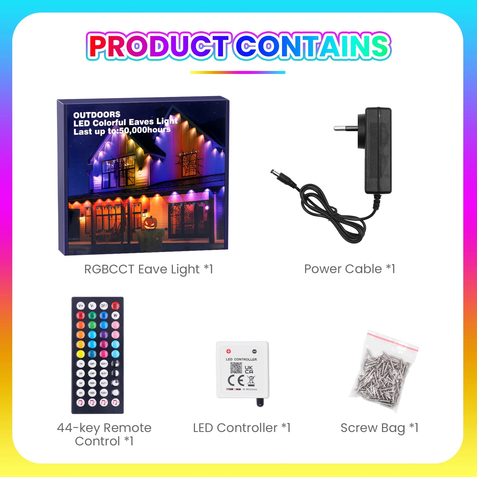 Smart RGB Eave Lights  Waterproof, APP&Remote Control,Timer, Dimmable, LED