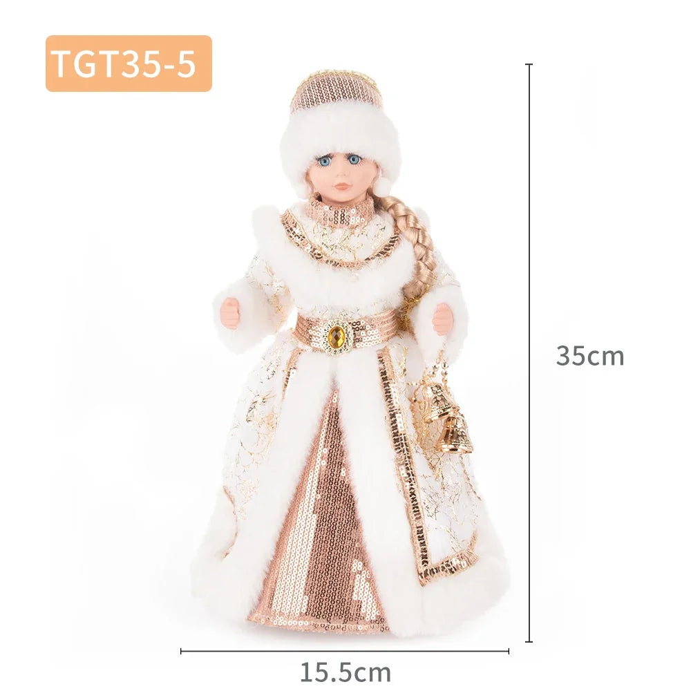 35cm  Plush Doll Christmas Decoration Candy Bucket with Music and Storage Bag.
