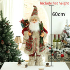 60cm Large Santa Claus Merry Christmas Decorations for Home Happy New Year 2023 Fabric Knitting Clothes Doll Window Decor