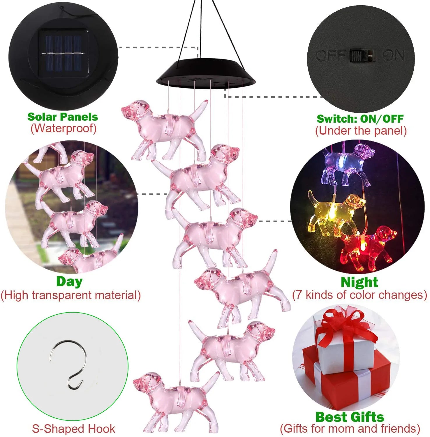 Solar Powered Wind Chime Garden Lights