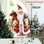 60cm Large Santa Claus Merry Christmas Decorations for Home Happy New Year 2023 Fabric Knitting Clothes Doll Window Decor