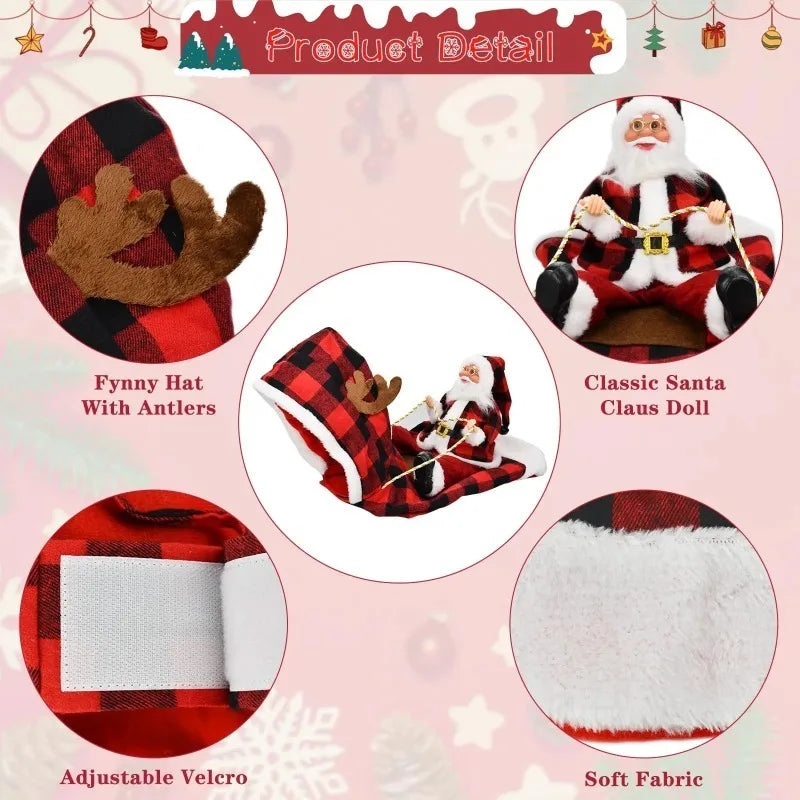 Dog Christmas Funny Outfit Pet Clothes Santa Claus Riding Pet Cosplay Costume
