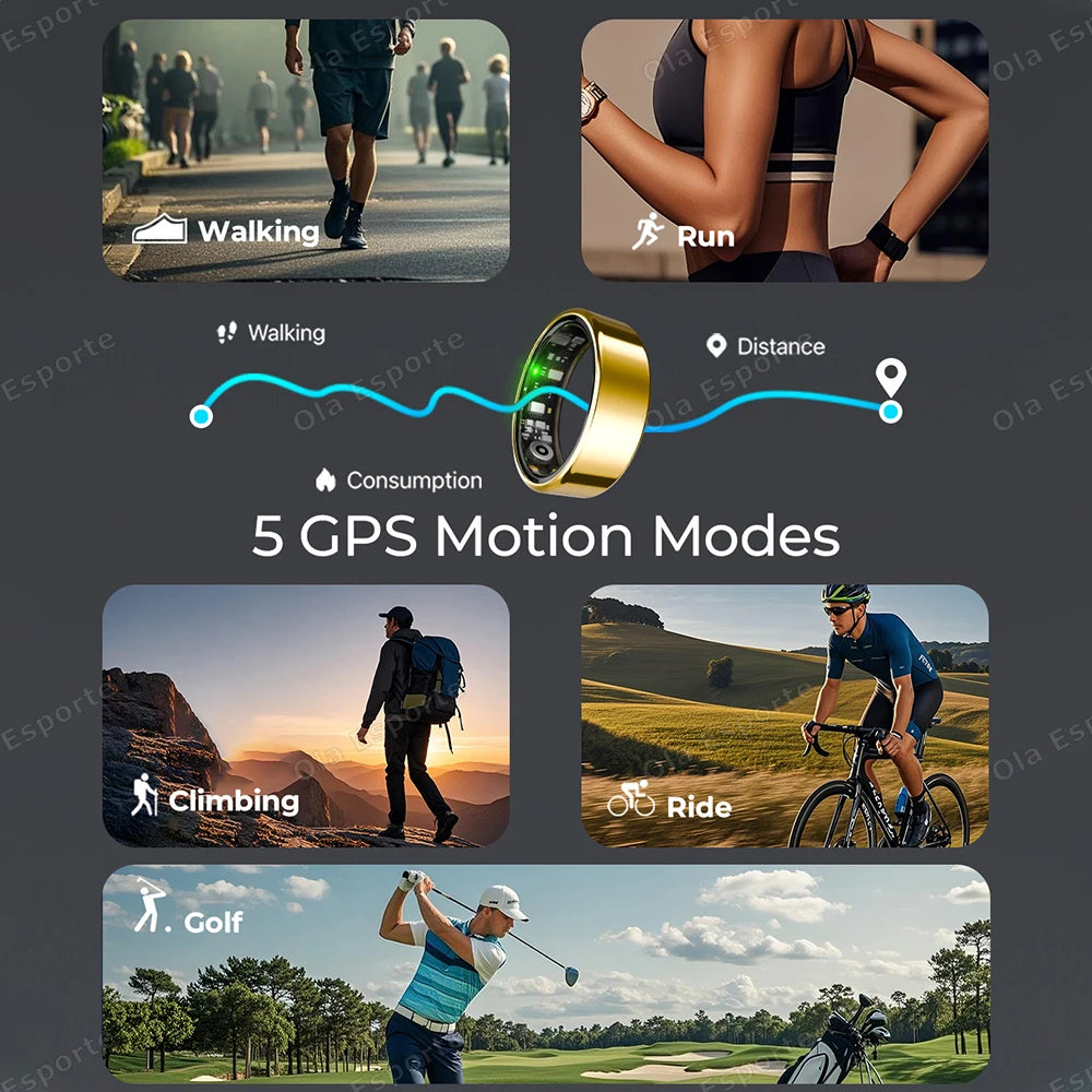 Men Women Smart Ring With Charging Case Heart Rate Sleep Sport Fitness Tracker 3ATM Take Photo SmartRing Android IOS